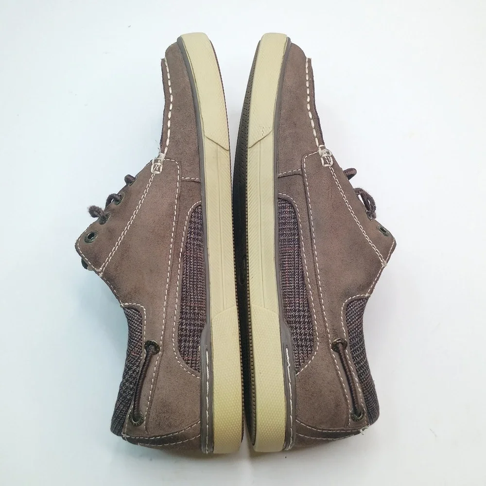 G.H. Bass & Co Boat Shoes Men Size 9 Brown Suede Fabric Lace Up Casual